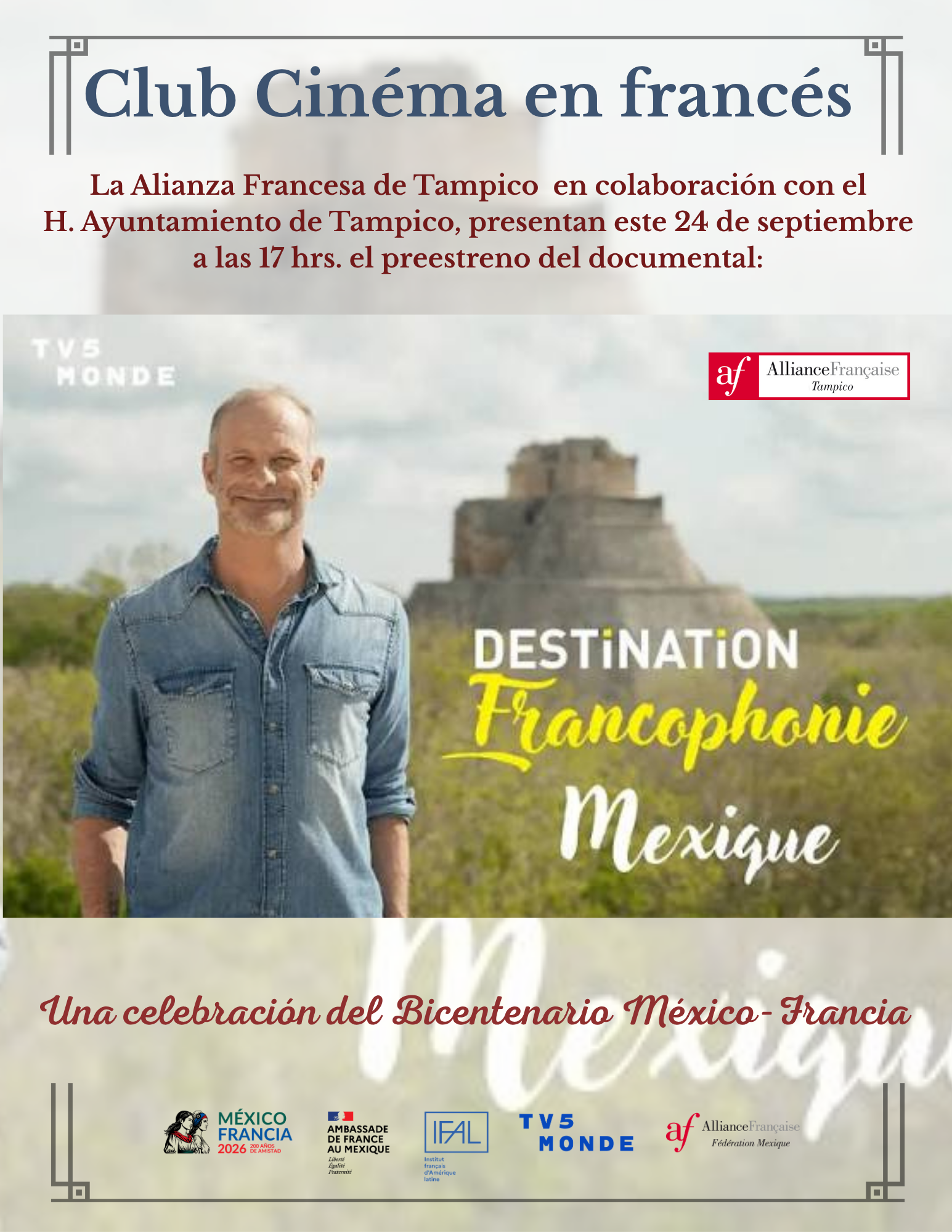 Affiche club cinéma francés del Bicentenario AFT-CASA DE LA CULTURA TAMPICO 2026 (1)